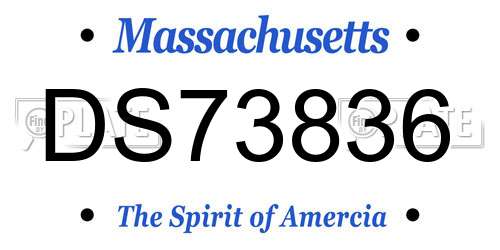 DS73836 Massachusetts License Plate