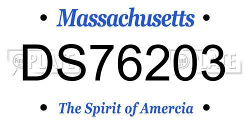 DS76203 Massachusetts License Plate