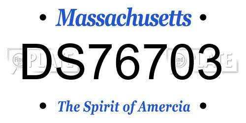 DS76703 Massachusetts License Plate