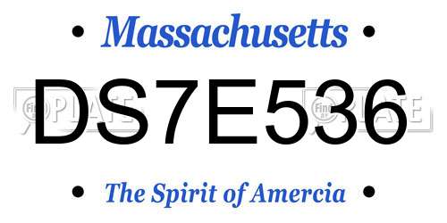 DS7E536 Massachusetts License Plate