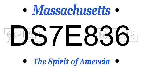 DS7E836 Massachusetts License Plate