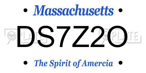 DS7Z2O Massachusetts License Plate