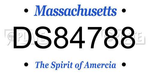 DS84788 Massachusetts License Plate