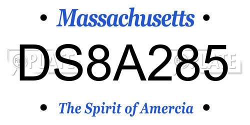 DS8A285 Massachusetts License Plate