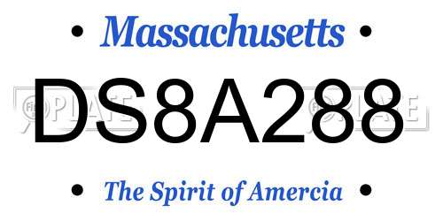 DS8A288 Massachusetts License Plate