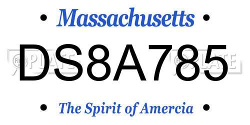 DS8A785 Massachusetts License Plate