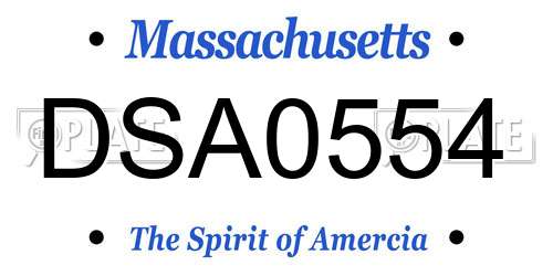 DSA0554 Massachusetts License Plate