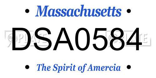 DSA0584 Massachusetts License Plate