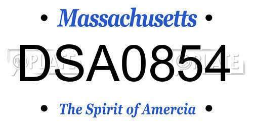 DSA0854 Massachusetts License Plate