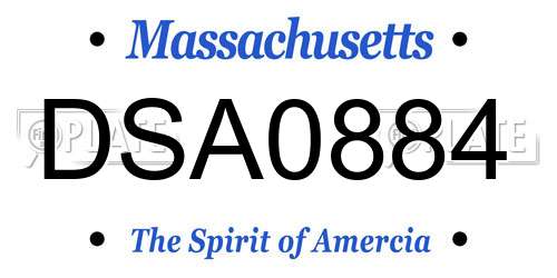 DSA0884 Massachusetts License Plate