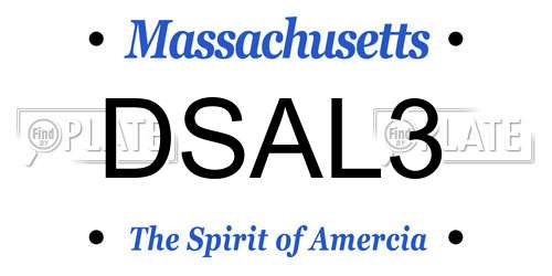 DSAL3 Massachusetts License Plate