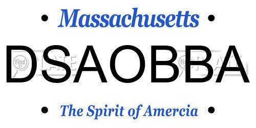 DSAOBBA Massachusetts License Plate