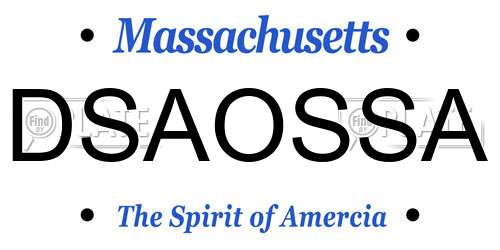 DSAOSSA Massachusetts License Plate