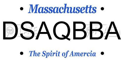 DSAQBBA Massachusetts License Plate