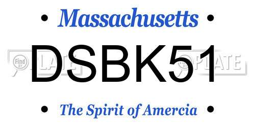 DSBK51 Massachusetts License Plate
