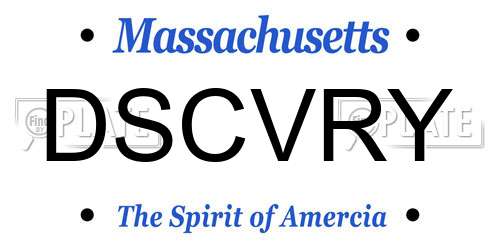 DSCVRY Massachusetts License Plate