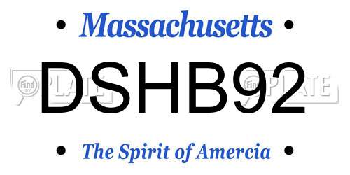 DSHB92 Massachusetts License Plate