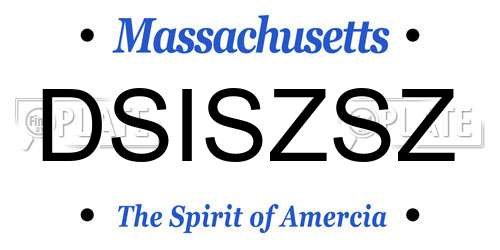 DSISZSZ Massachusetts License Plate