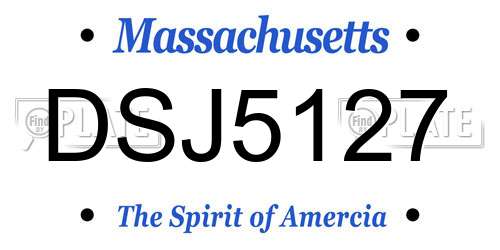 DSJ5127 Massachusetts License Plate