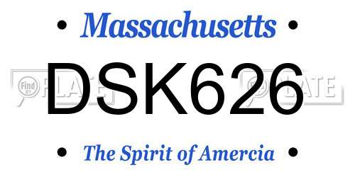 DSK626 Massachusetts License Plate