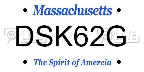 DSK62G Massachusetts License Plate
