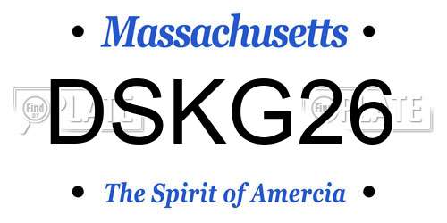 DSKG26 Massachusetts License Plate