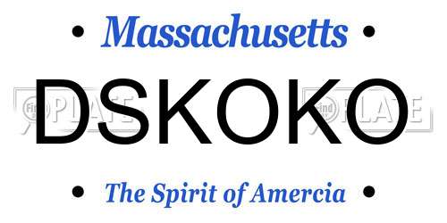 DSKOKO Massachusetts License Plate