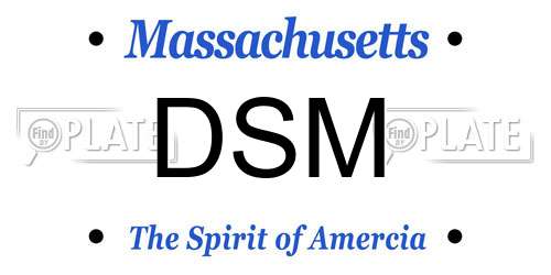 DSM Massachusetts License Plate