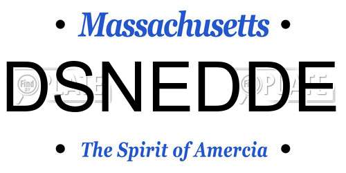 DSNEDDE Massachusetts License Plate