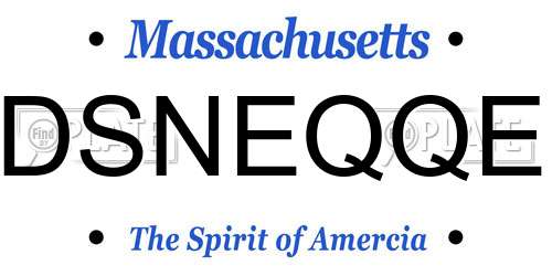 DSNEQQE Massachusetts License Plate