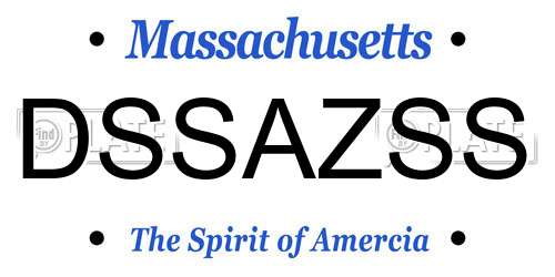 DSSAZSS Massachusetts License Plate