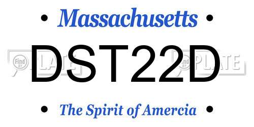 DST22D Massachusetts License Plate