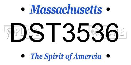 DST3536 Massachusetts License Plate