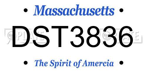 DST3836 Massachusetts License Plate