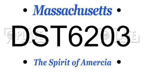 DST6203 Massachusetts License Plate