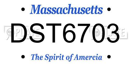 DST6703 Massachusetts License Plate