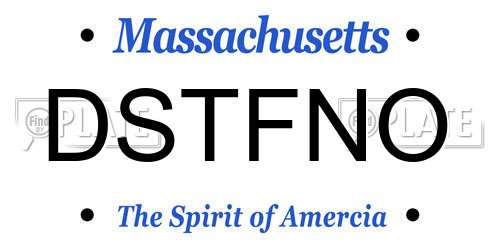 DSTFNO Massachusetts License Plate