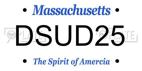 DSUD25 Massachusetts License Plate