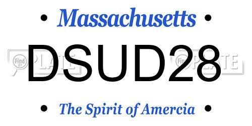 DSUD28 Massachusetts License Plate