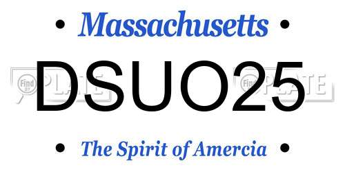 DSUO25 Massachusetts License Plate