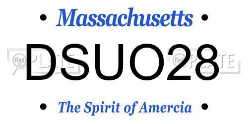 DSUO28 Massachusetts License Plate