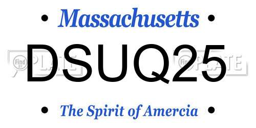 DSUQ25 Massachusetts License Plate