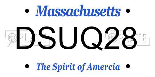 DSUQ28 Massachusetts License Plate
