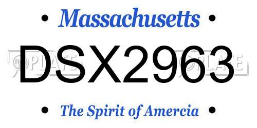 DSX2963 Massachusetts License Plate