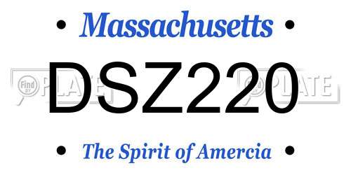DSZ220 Massachusetts License Plate