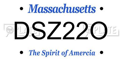 DSZ22O Massachusetts License Plate