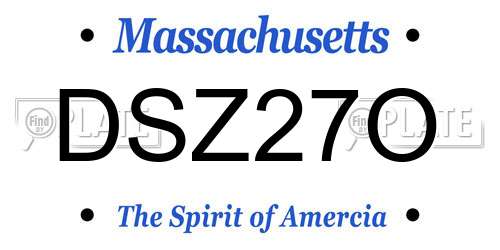 DSZ27O Massachusetts License Plate