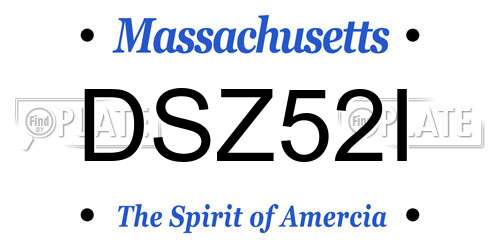 DSZ52I Massachusetts License Plate