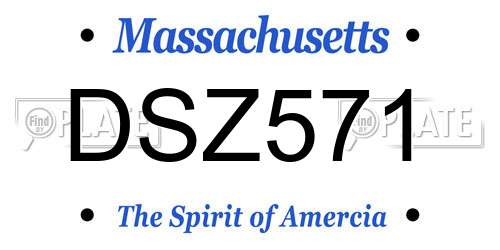 DSZ571 Massachusetts License Plate