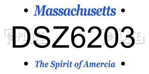 DSZ6203 Massachusetts License Plate